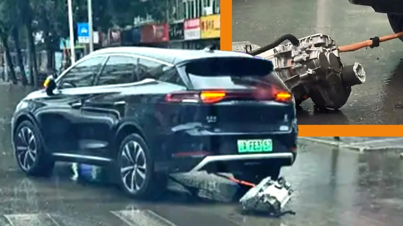 Xitoyda dvigateli uzilib tushgan elektr krossoveri yo'lda davom etdi