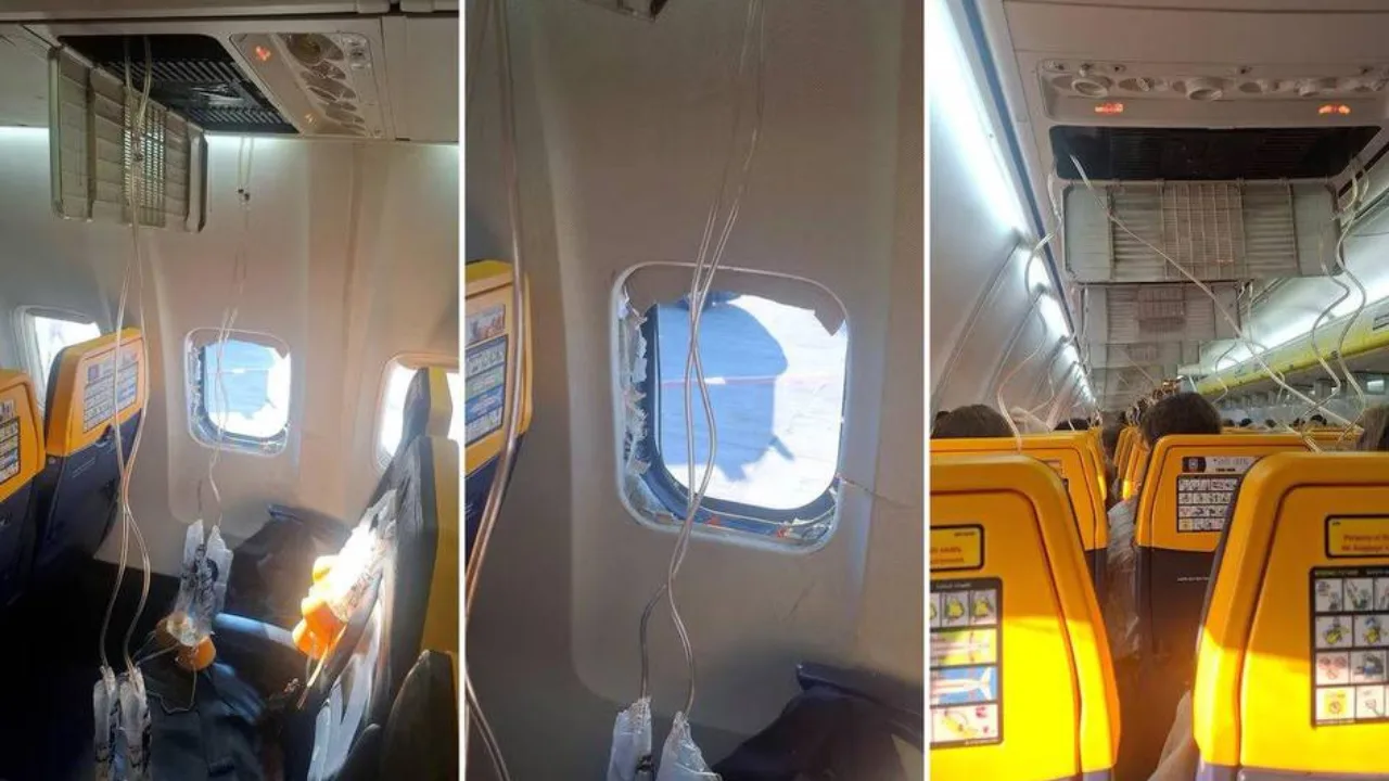 «Ryanair» samolyoti oynasi sinishi oqibatida yo'lovchi tashqariga tortildi