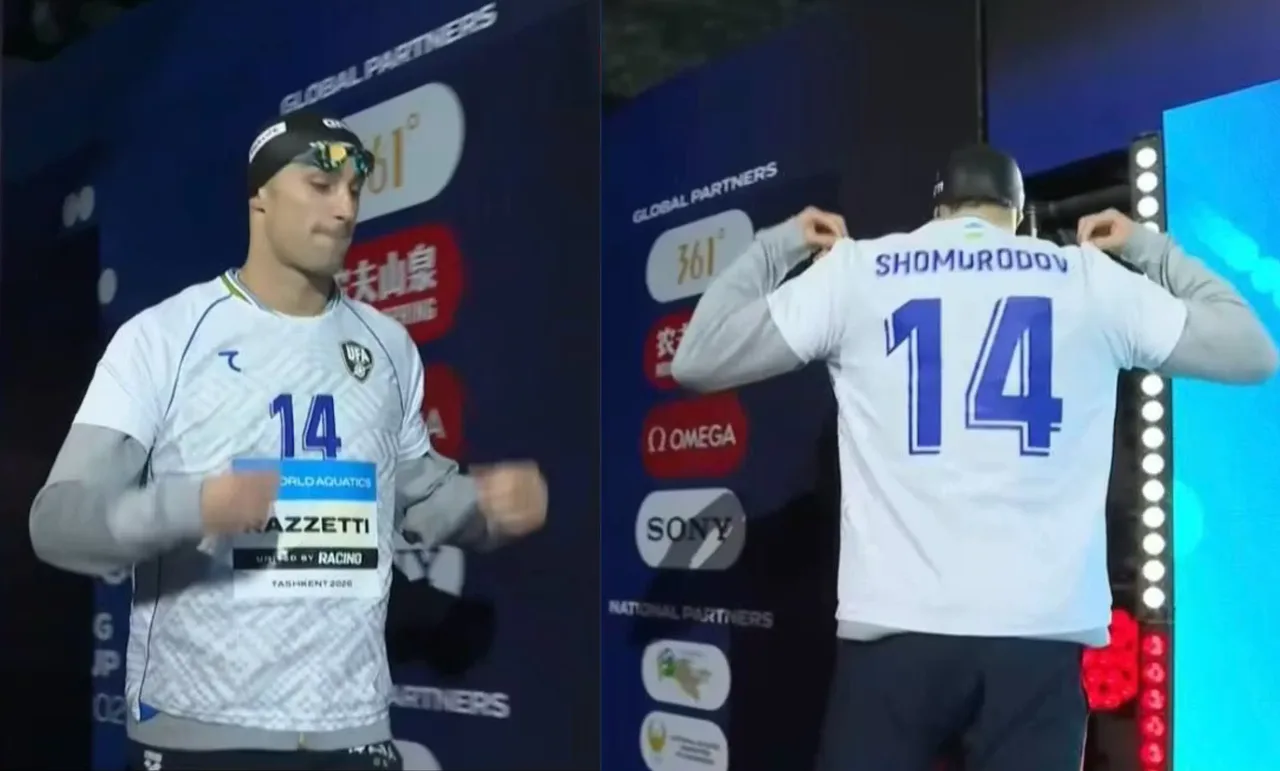 Italiyalik suzuvchi musobaqaga Eldor Shomurodovning futbolkasida chiqib keldi